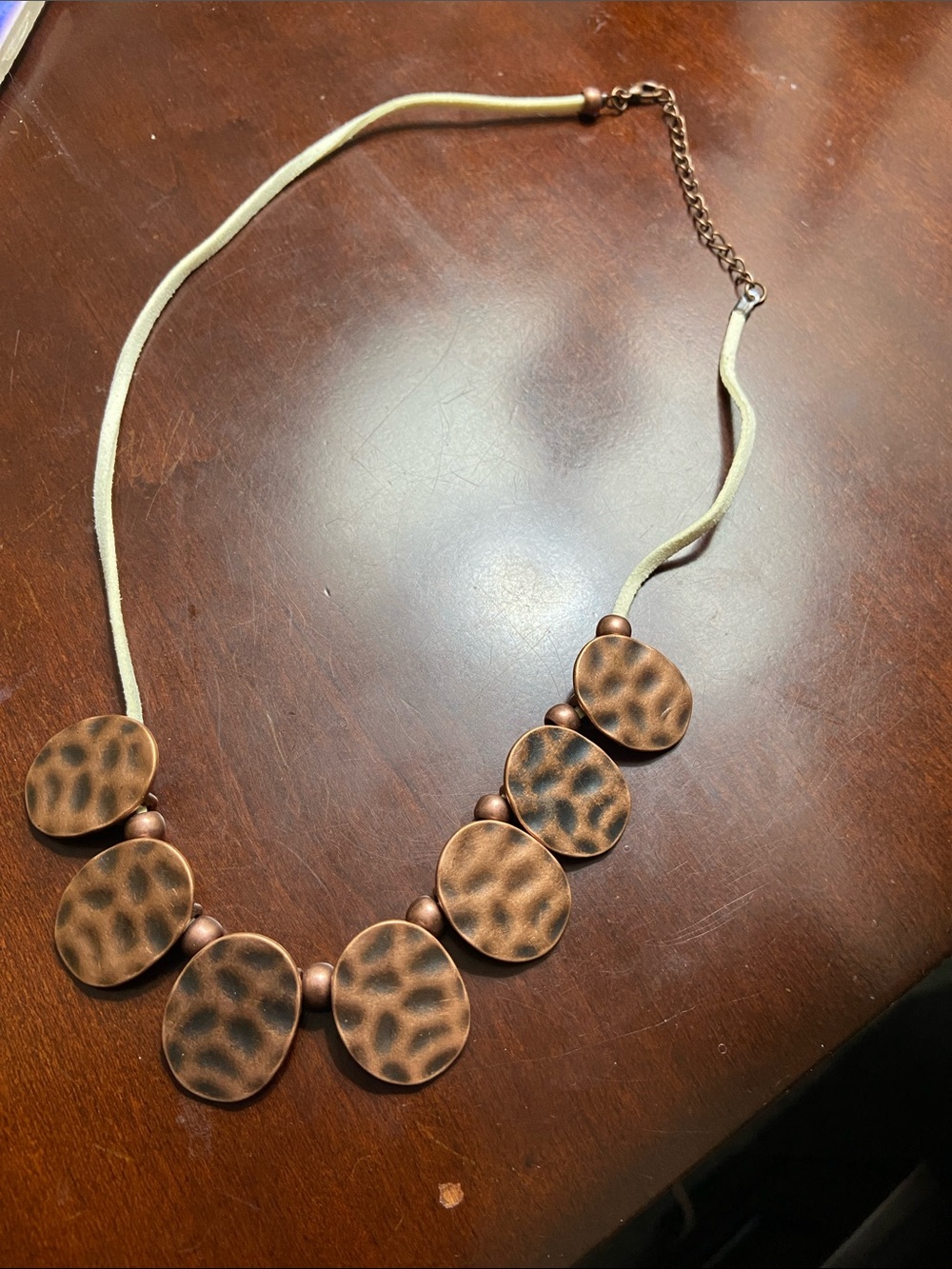 paparazzi Copper-Tone Hammered Oval Statement Necklace